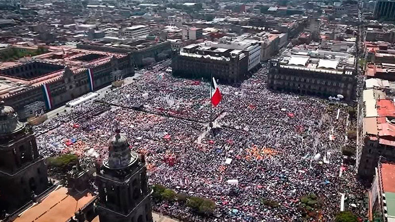 Sheinbaum califica evento en el Zócalo como ‘muy bueno’; ‘se mostró la fortaleza del pueblo’