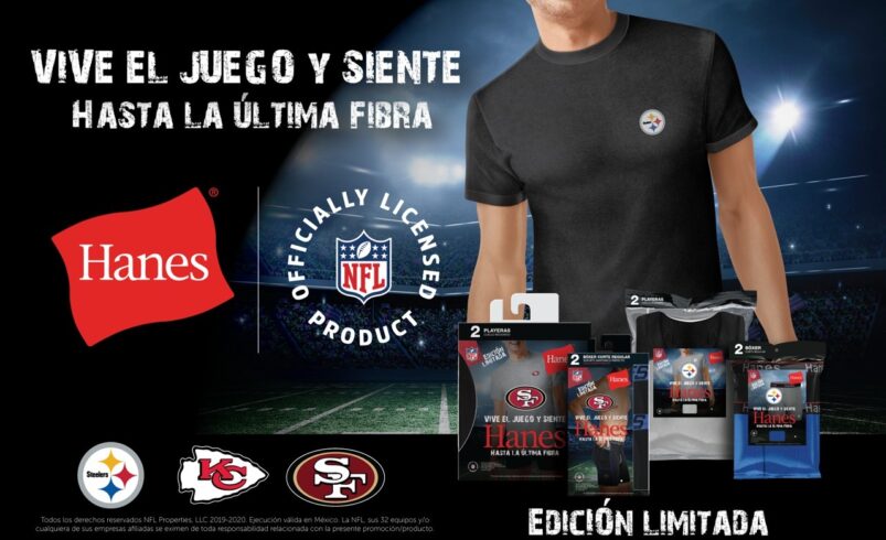 Hanes lanza colección oficial NFL 2025 con 49ers, Steelers y Chiefs